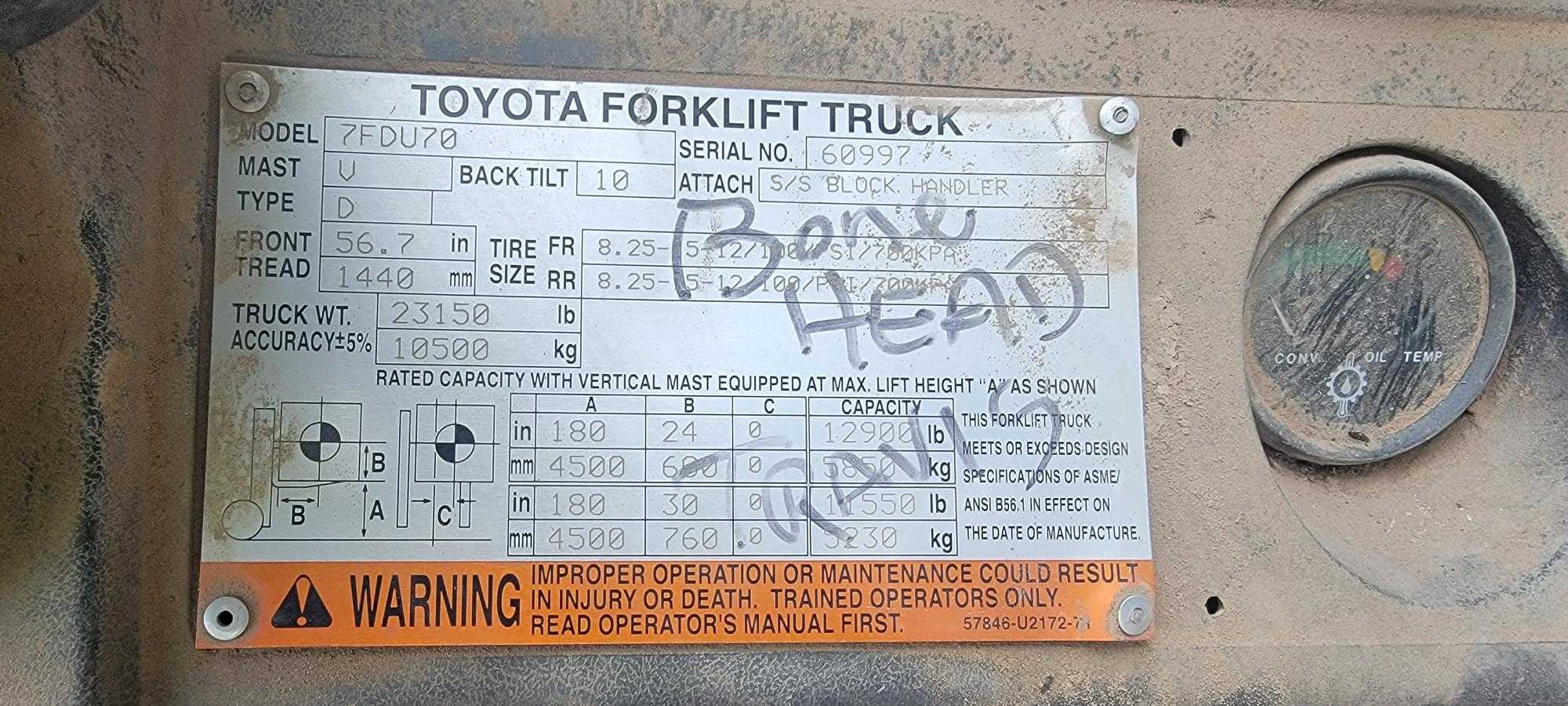 2007 TOYOTA 7FDU70 SIT-DOWN FORKLIFT - SIT-DOWN FORKLIFTS
