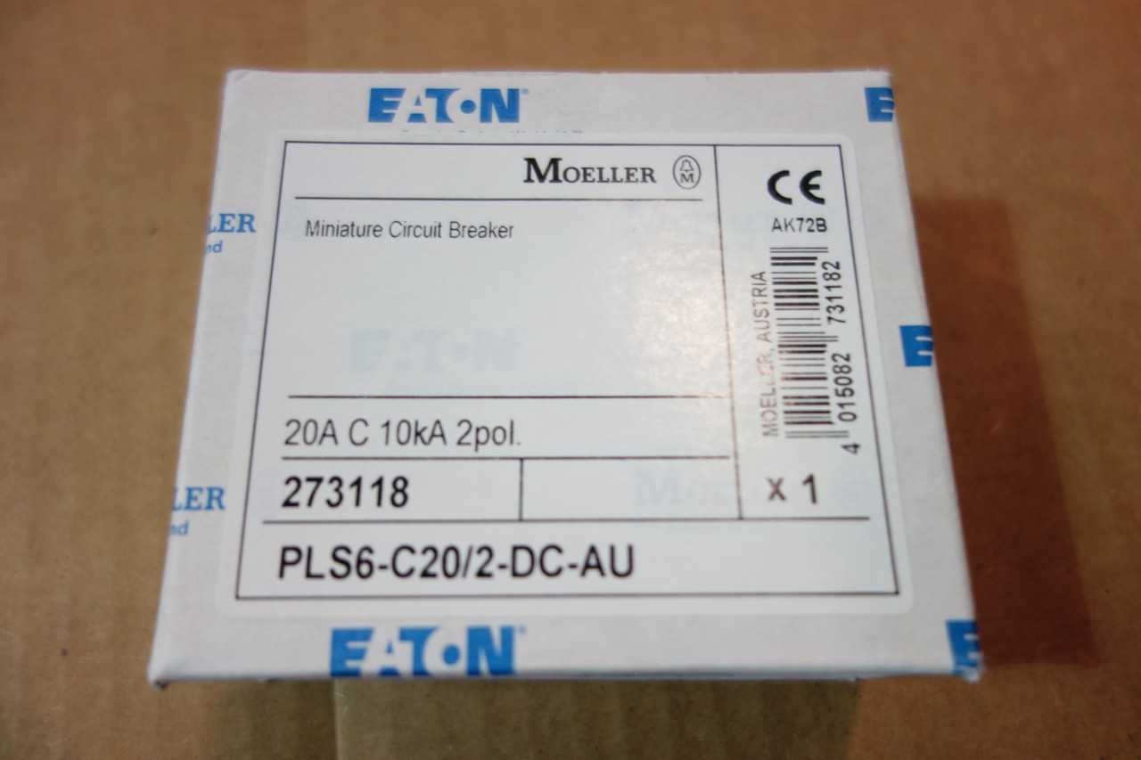 LOT OF EATON MOELLER CIRCUIT BREAKERS 2 POLE 20 AMP 10KA DC\ RATED PLS6-C20/2DC - CIRCUIT BREAKERS