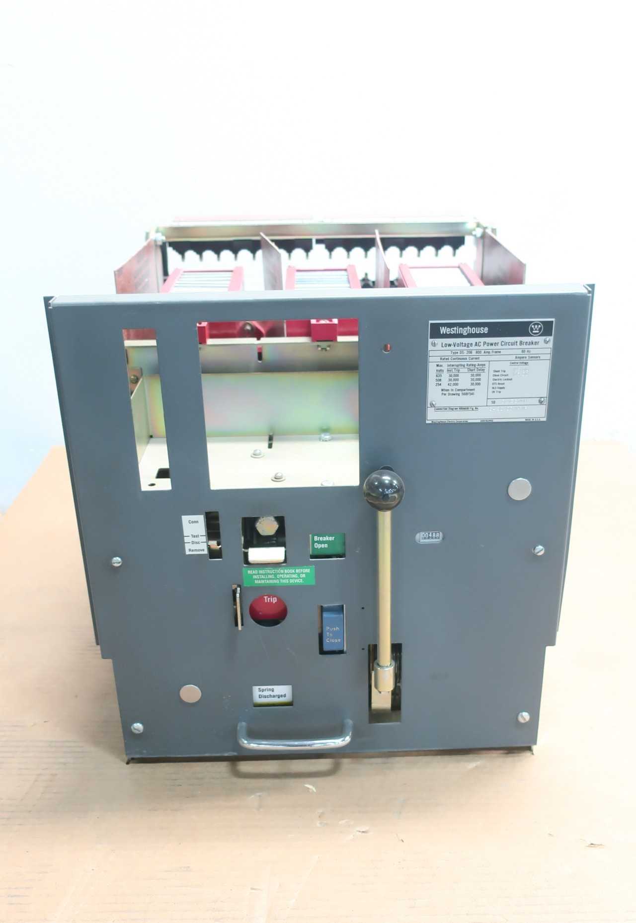 WESTINGHOUSE DS-206 151D062G02R LOW-VOLTAGE AC 800A AMP 125V-DC AIR POWER BREAKER - CIRCUIT BREAKERS
