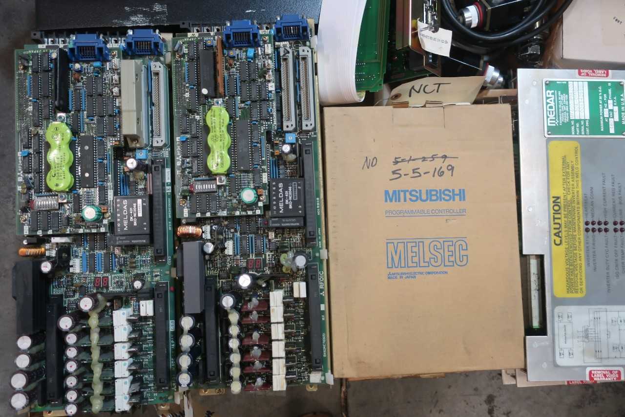 1 PALLET OF CIRCUIT BOARDS, SWITCH CONT, SERVO CONT, POWER SUPPLY, SERVO PACK AMP, OPERATOR INTERFACE PANEL- ALLEN BRADLEY, MEDAR, MITSUBISHI, EZ AUTOMATION, YASKAWA, POWER X - AUTOMATION & CONTROLS