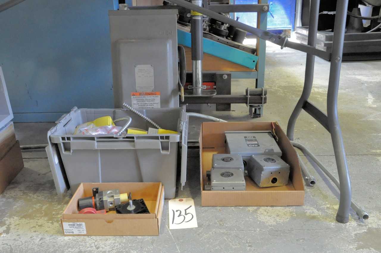 Lot-Asst'd Shop Electrical in (1) Tote and (2) Boxes Under (1) Table - ELECTRIC POWER TOOLS