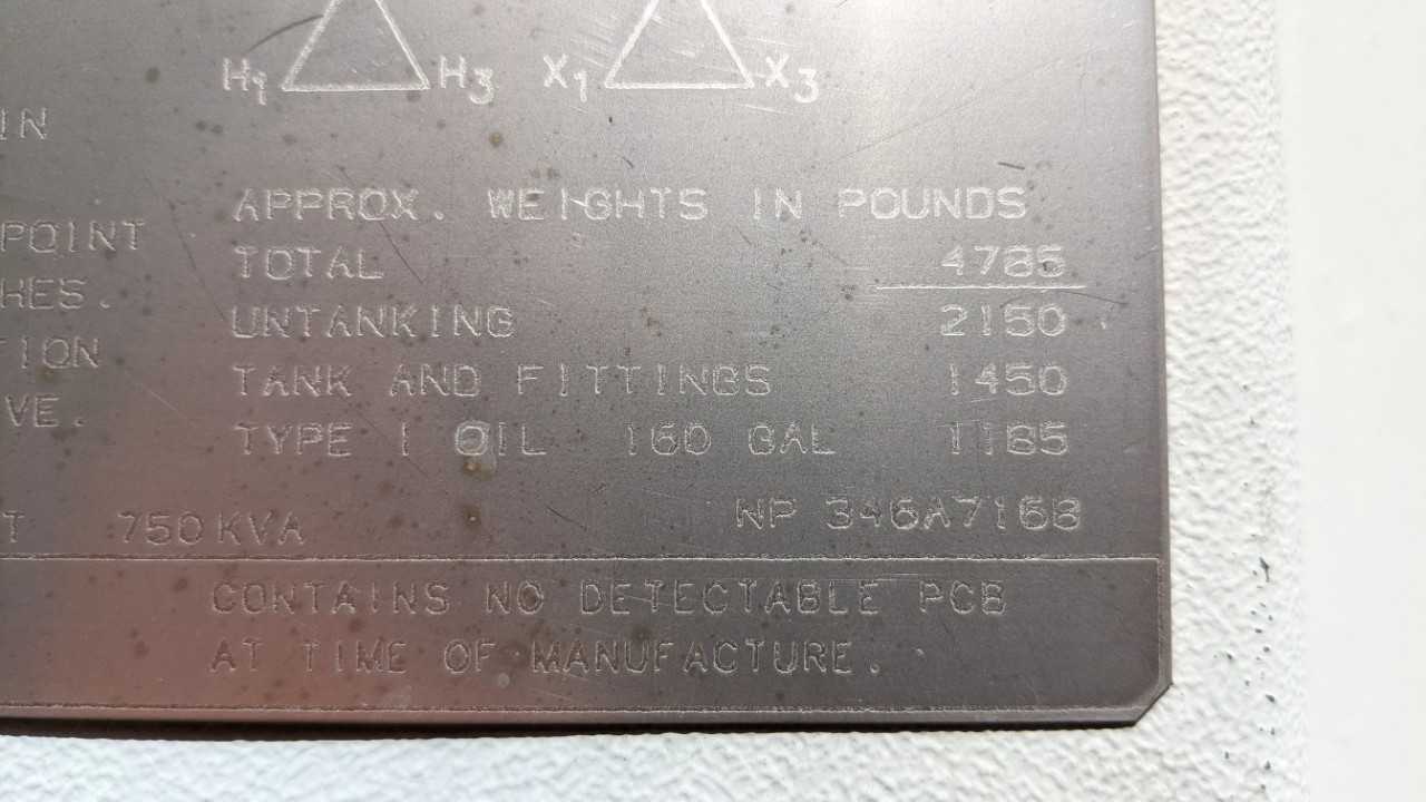 General Electric 3 phase 750 KVA transformer - CONTROL TRANSFORMERS