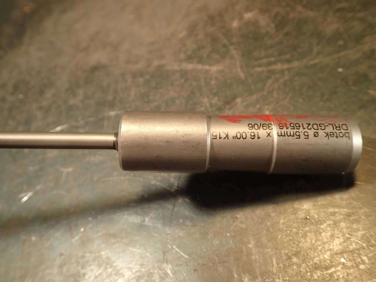 Botek 5.5mm x 16" OAL Coolant Fed Deep Hole Gun Drill: Carbide Tipped - MACHINING ACCESSORIES & TOOLING