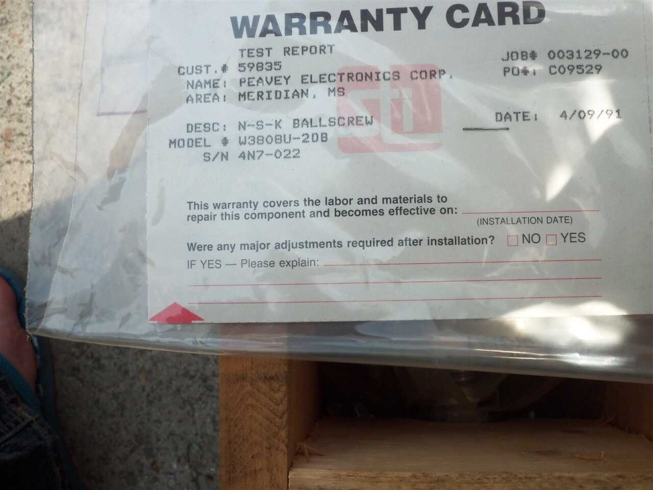 N-S-K W3808U-2DB Leadscrew Assembly 003129 7097 Length 44" Dia 1.45" 4N7-022 - MECHANICAL STAMPING PRESSES
