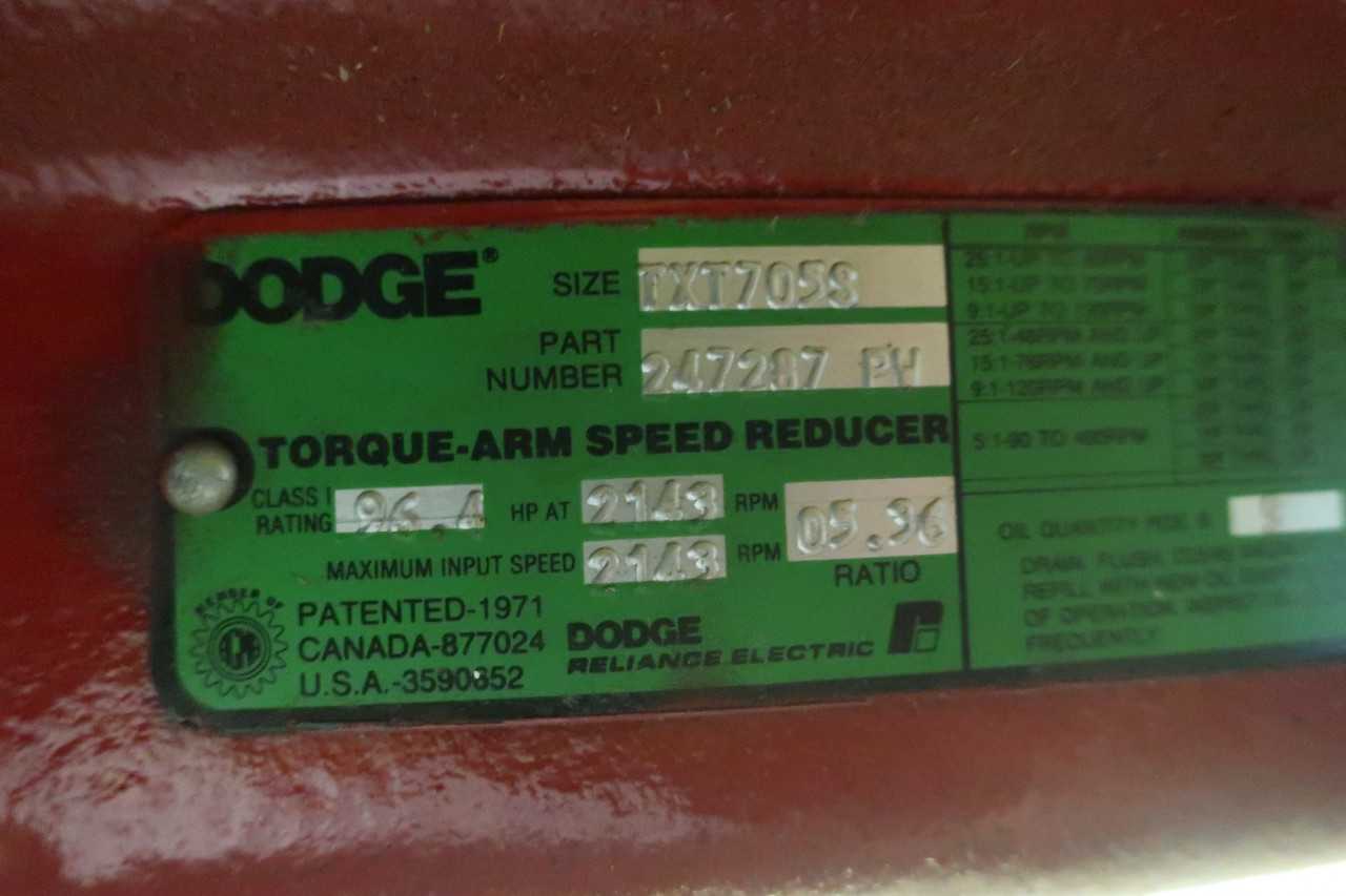 DODGE TXT7055 247287 PW GEAR REDUCER 96.4HP 2143RPM 5.36:1 - GEAR REDUCERS