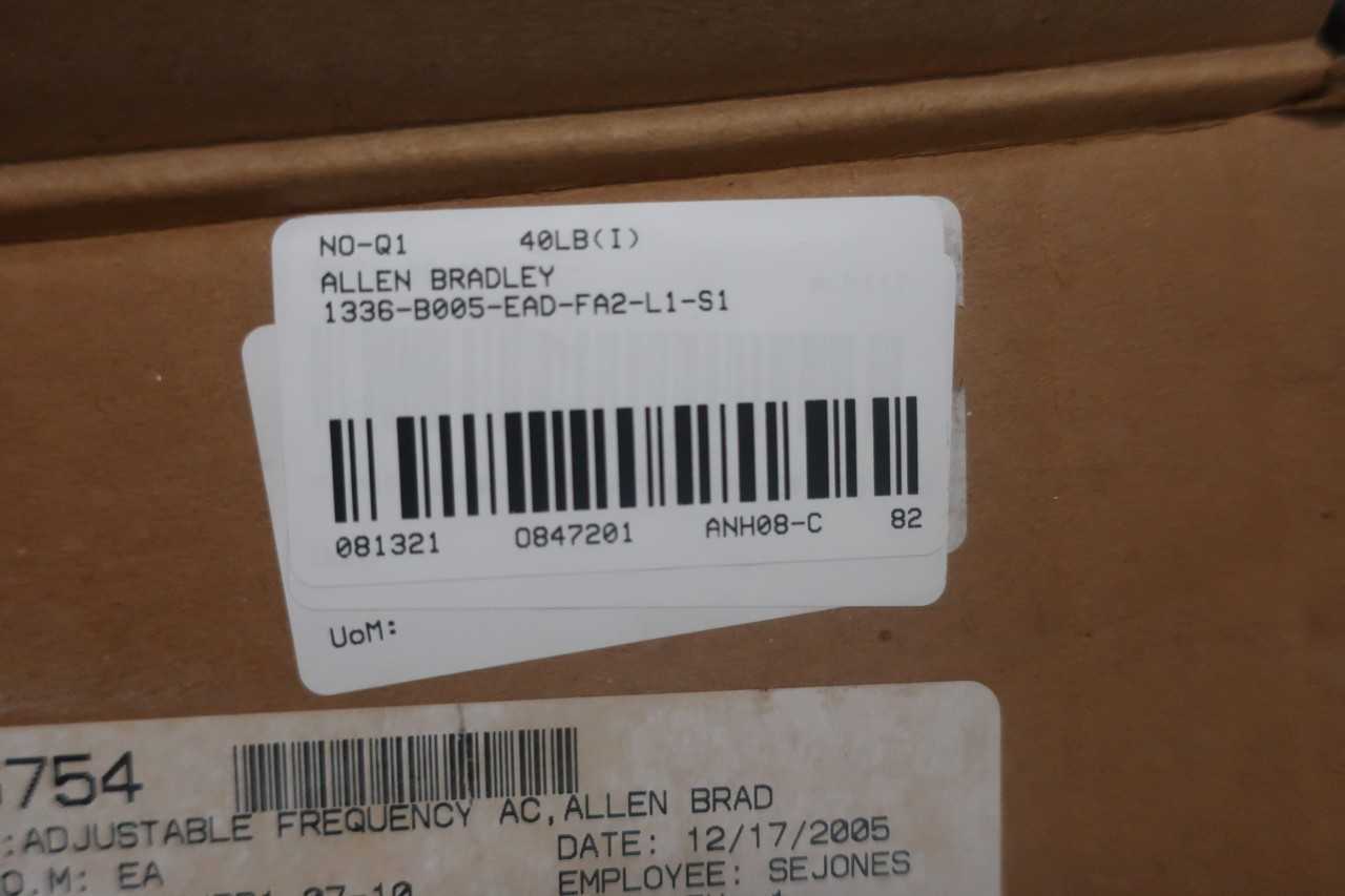 ALLEN BRADLEY 1336-B005-EAD-FA2-L1-S1 AC DRIVE - MOTOR DRIVES