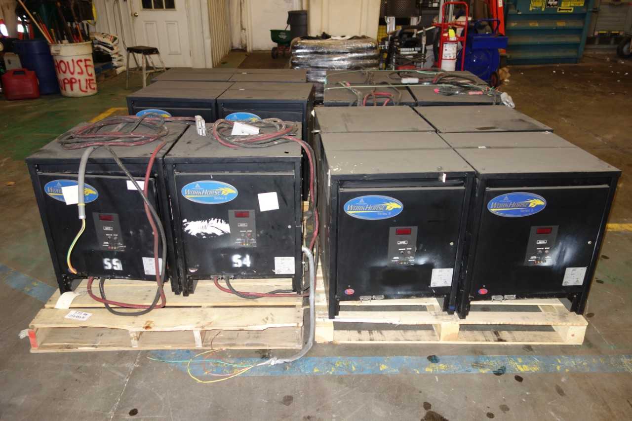 4 PALLETS OF WORKHORSE BATTERY CHARGERS, 36 V OUTPUT - ELECTRICAL COMPONENTS