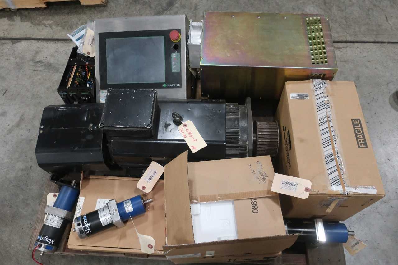 1 PALLET OF ASSORTED ELECTRICAL NIKON CONTROLLER MODULES, SERVO AMP, SERVO MOTOR, POWER SUPPLY, SERVO DRIVE-YASKAWA, REXROTH, SANYO DENKI, MAGMOTOR, ABB, MITSUBISHI - SERVO