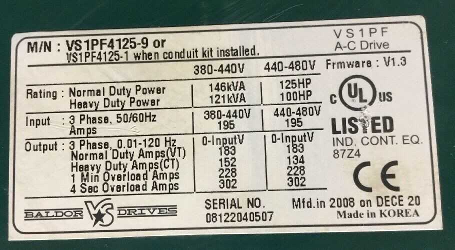 Baldor VS1PF AC Drive VS1PF4125-9 - MOTOR DRIVES