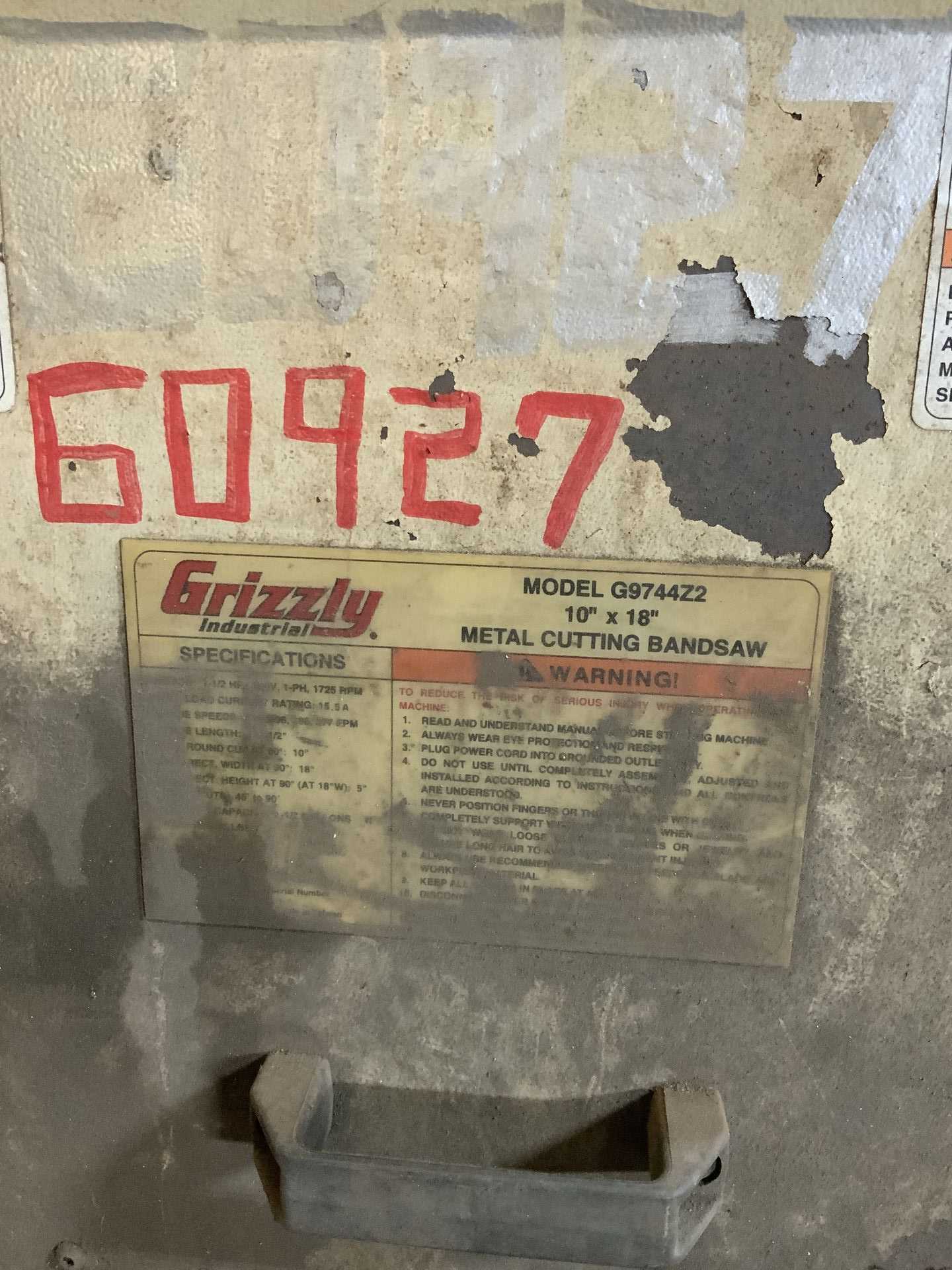 GRIZZLY G9744Z2 HORIZONTAL BAND SAW - MANUAL HORIZONTAL BAND SAW