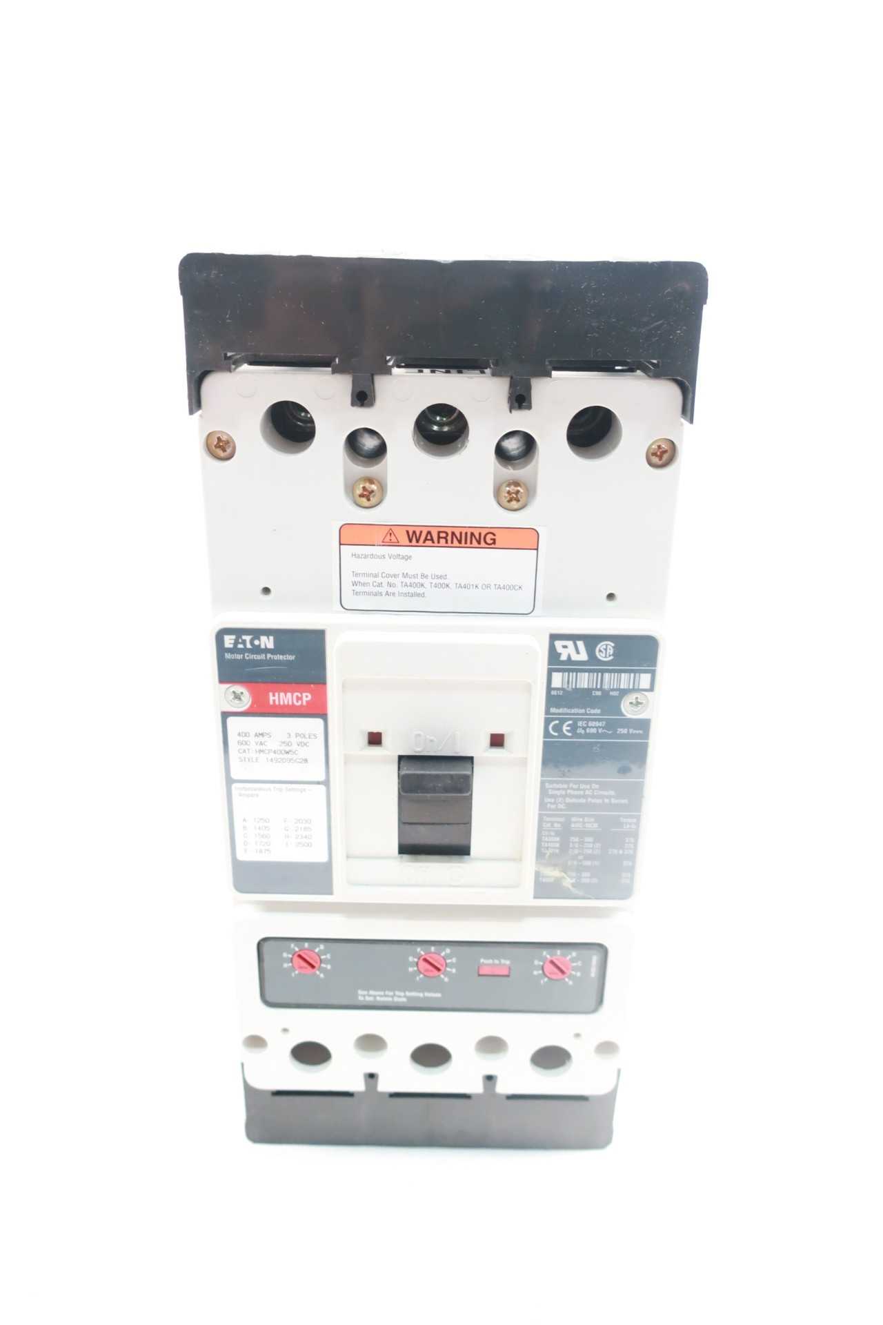 EATON HMCP400W5C 3P 400A AMP 600V-AC MOLDED CASE CIRCUIT BREAKER - CIRCUIT BREAKERS