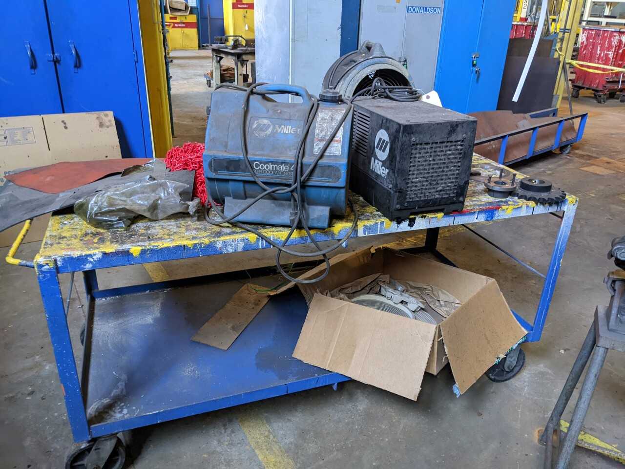 LOT OF 3 MILLER COOLMATE 3 & 4 COOLANT SYSTEMS WITH TABLE - WELDING EQUIPMENT