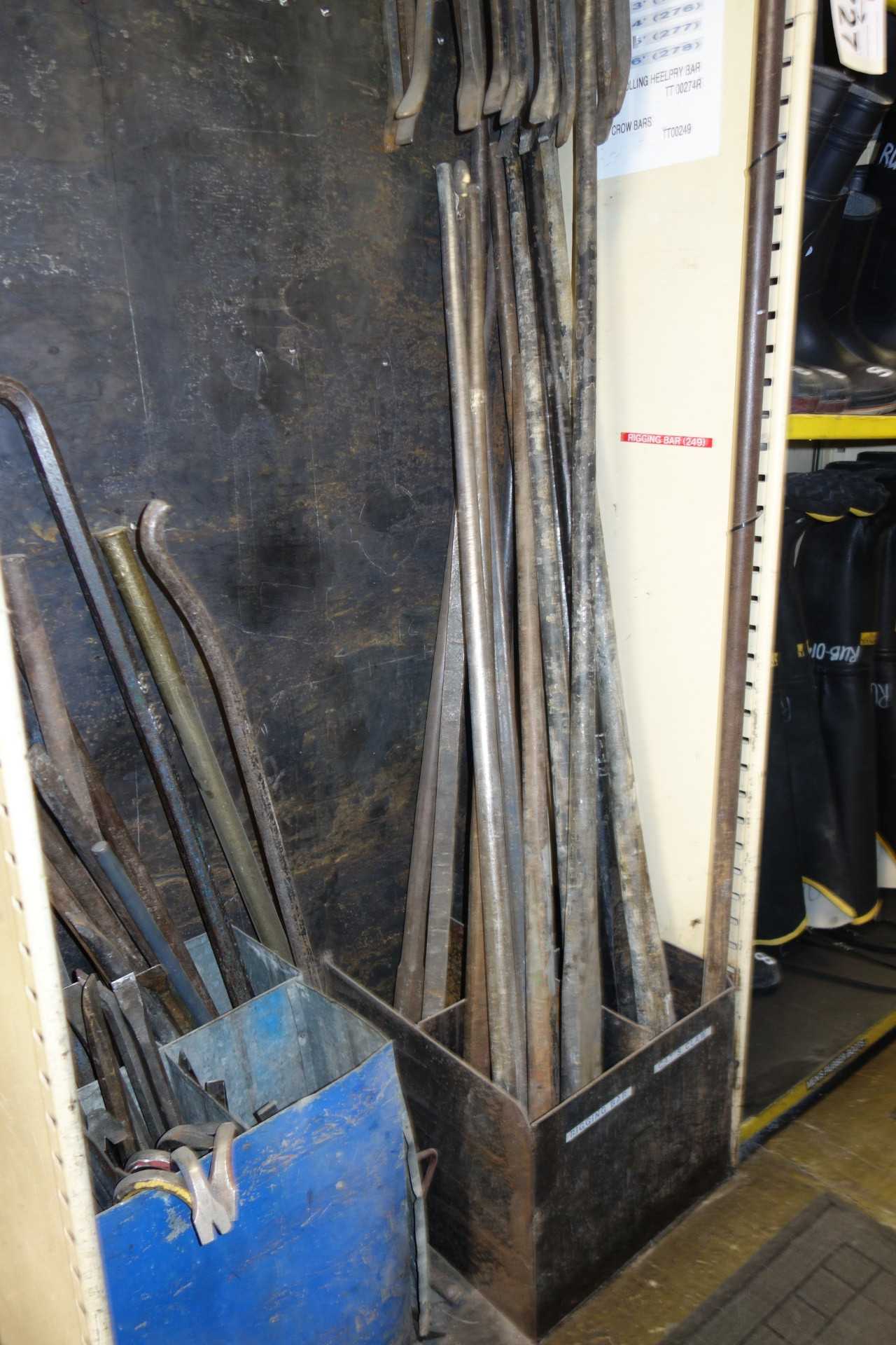 Contents of shelving - Assorted Prybars and Crowbars - SHELVING