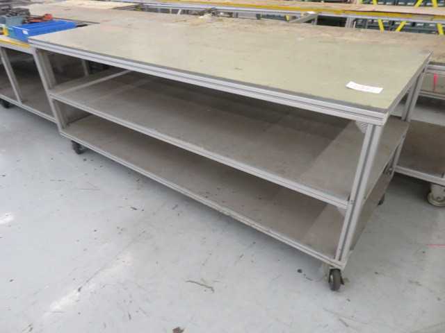 Aluminum Table on wheels and contents - MISCELLANEOUS