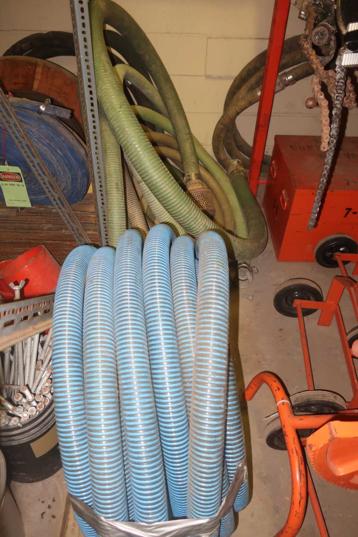 LOT OF ASSORTED HOSES, PUMP HOSE, VACUUM HOSE - ELECTRIC POWER TOOLS