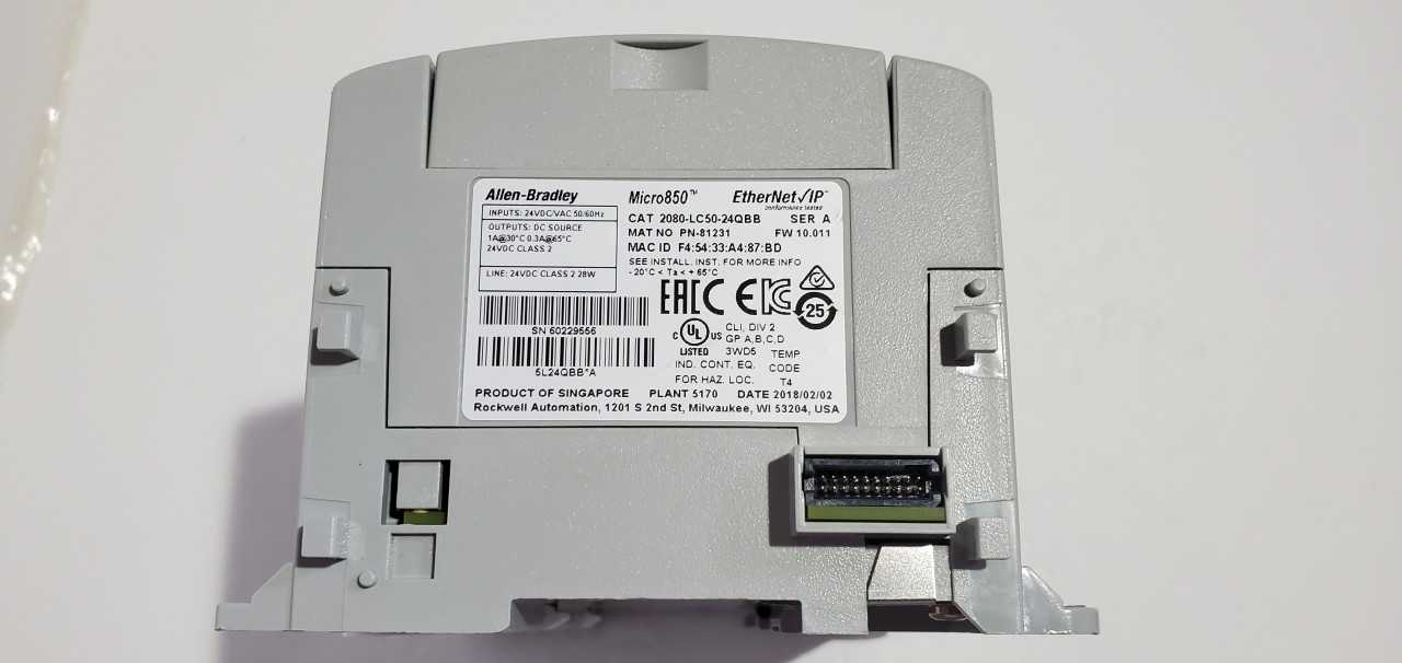Allen Bradley Micro 850  2080-LC50-24QBB PLC - AUTOMATION & CONTROLS