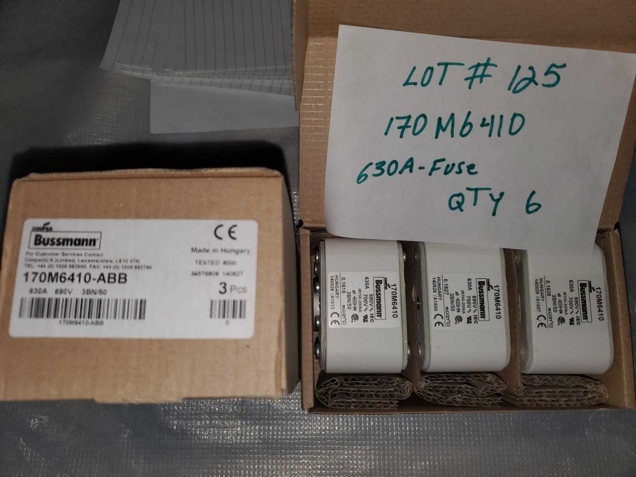 BUSSMANN FUSE 170M6410-ABB QTY. 6 - AUTOMATION & CONTROLS BUSSMANN FUSE 170M6410-ABB QTY. 6 - AUTOMATION & CONTROLS