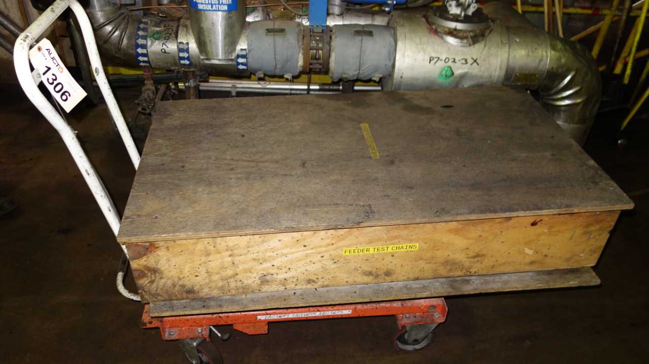 HYDRAULIC LIFT TABLE CART 1000LB W/ FEEDER CHAINS - ROLLING CARTS