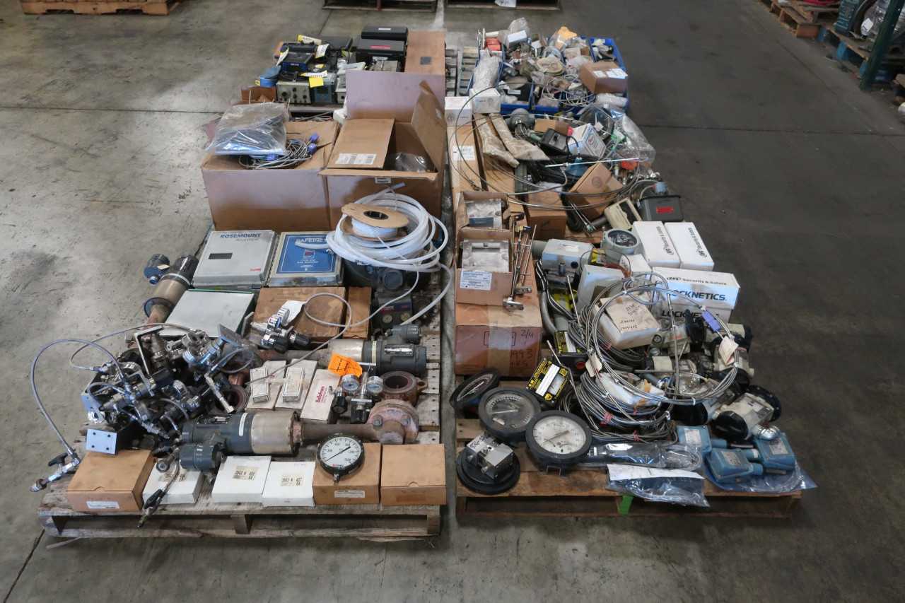 6 PALLETS OF ASSORTED INSTRUMENTAION GAUGES PROBS TRANSMITTERS METER - INSTRUMENTATION