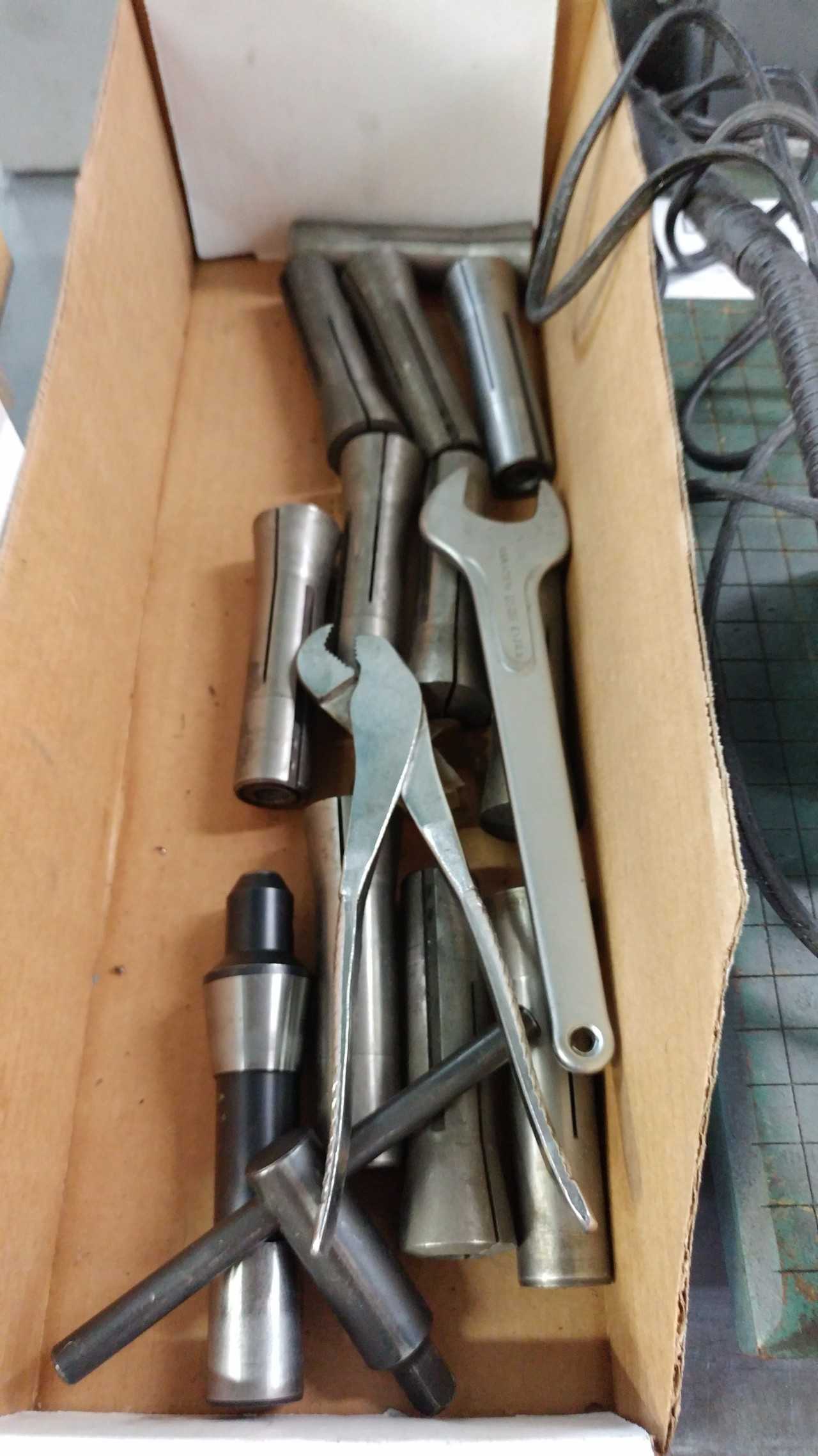 Box of endmills, R8 Collets and misc supplies - ELECTRIC POWER TOOLS