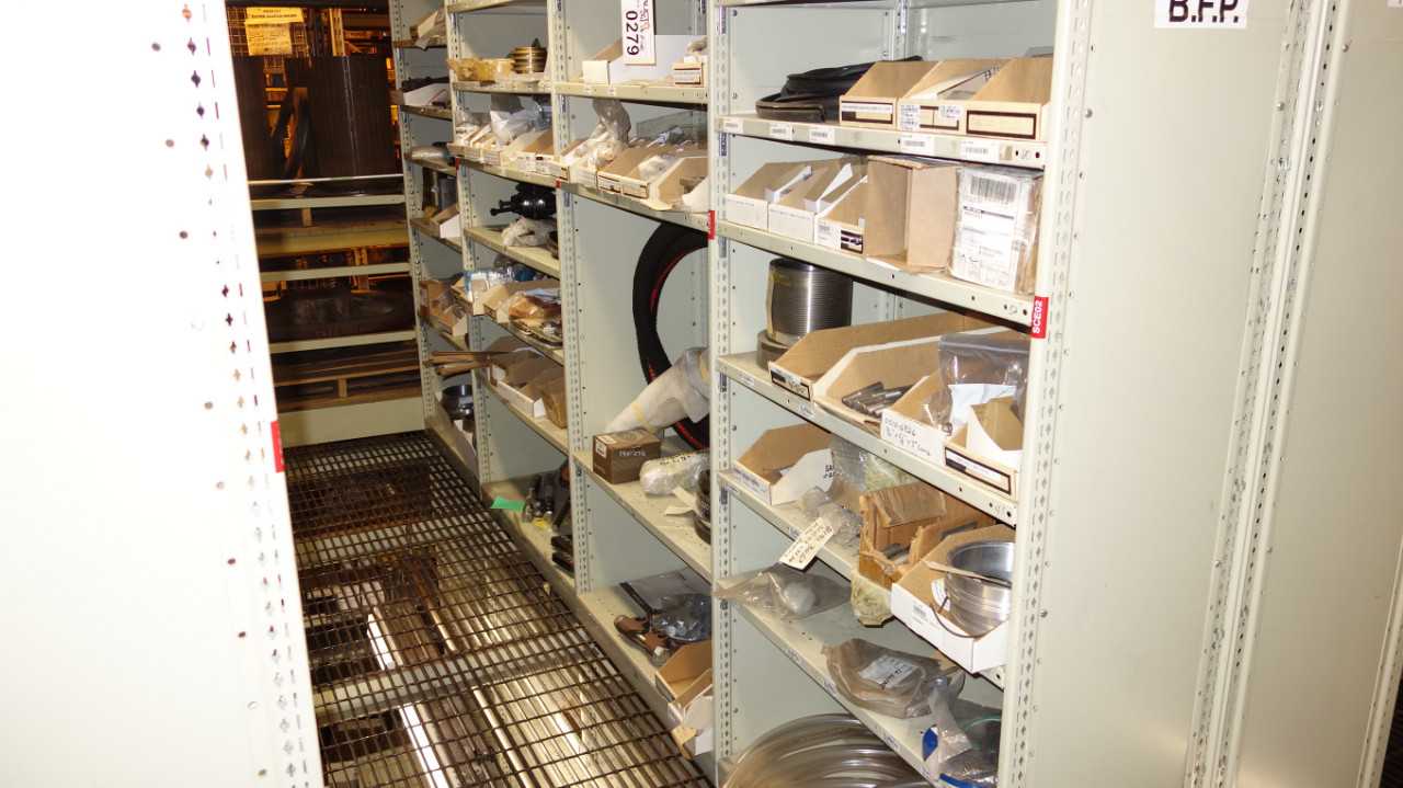 CONTENTS OF 4 SHELF COLUMNS, TURBINE PARTS - SHELVING