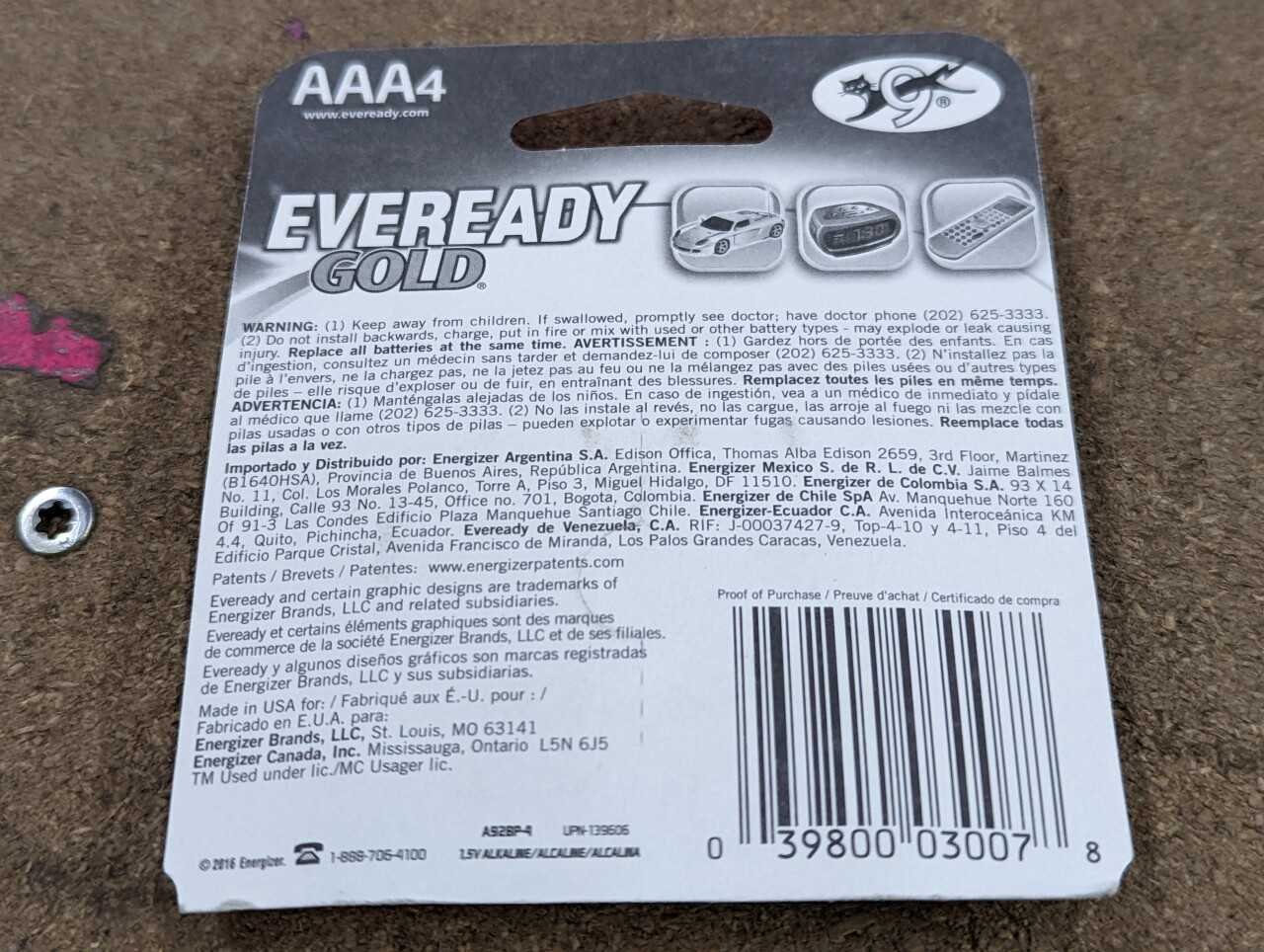[Eveready - 15 Cases of 24] "AAA-4" Batteries - HAND TOOLS