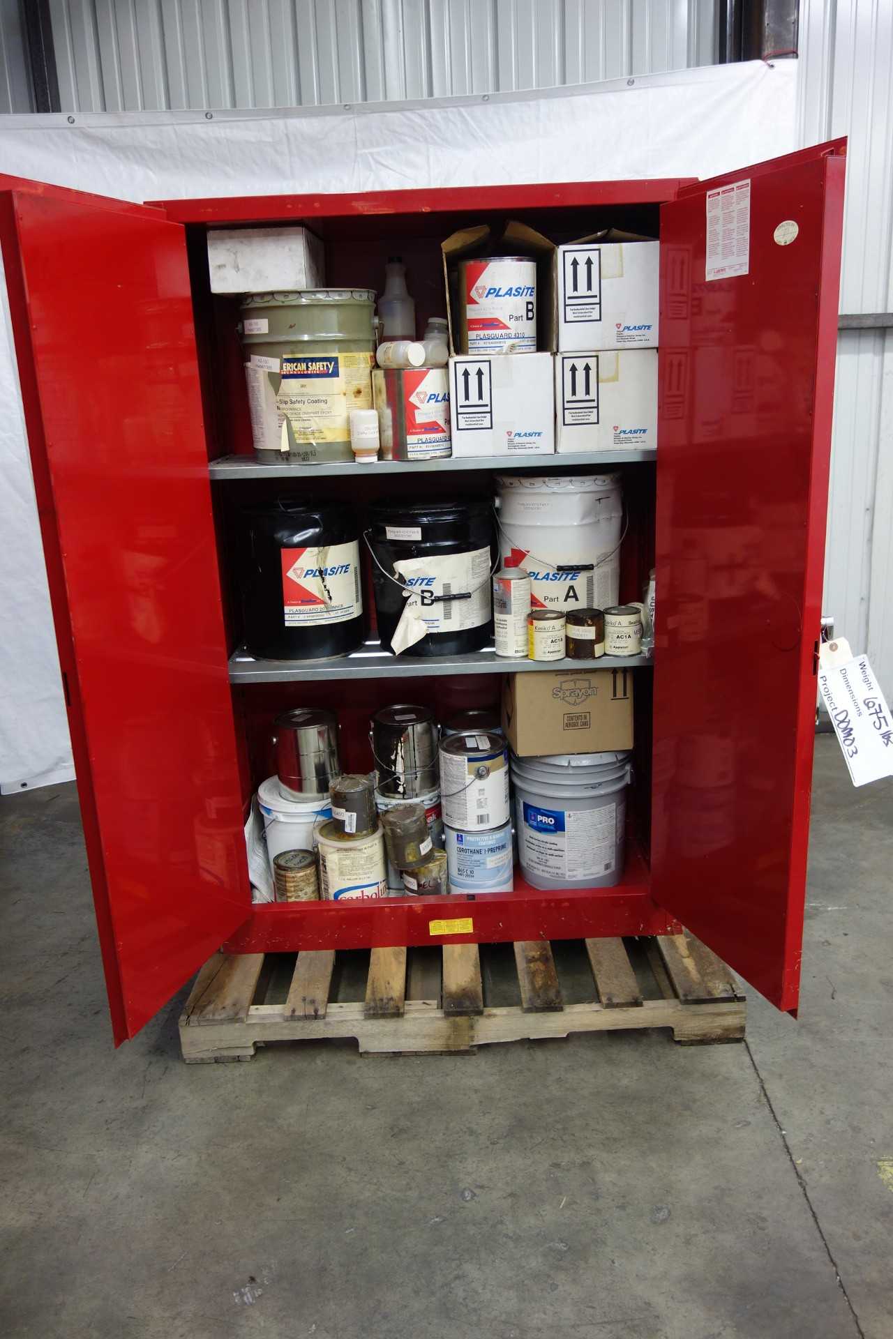JUSTRITE FLAMMABLE LIQUID STORAGE CABINET WITH CONTENTS - TOOL STORAGE