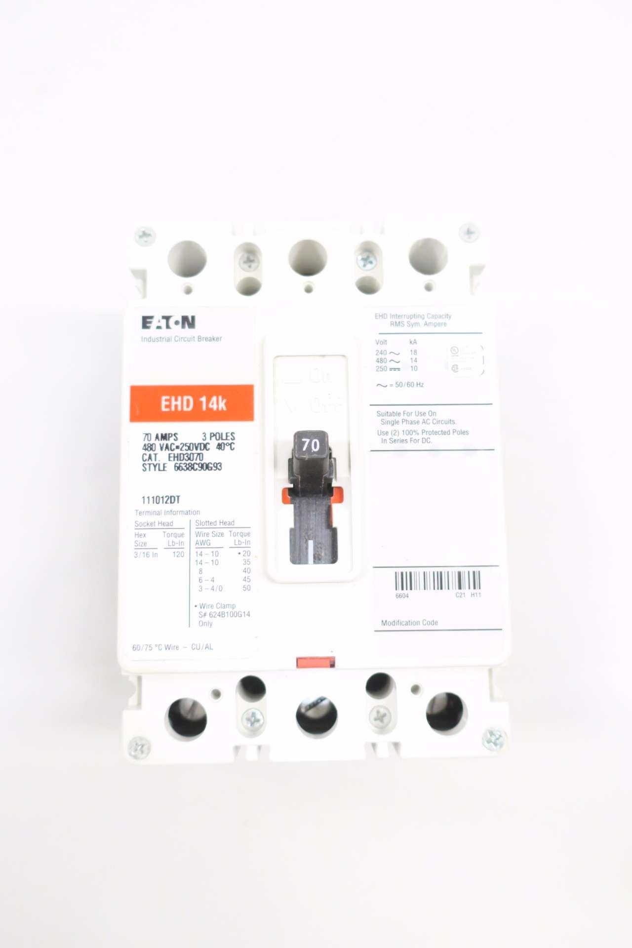 EATON EHD3070 70A CIRCUIT BREAKER - CIRCUIT BREAKERS