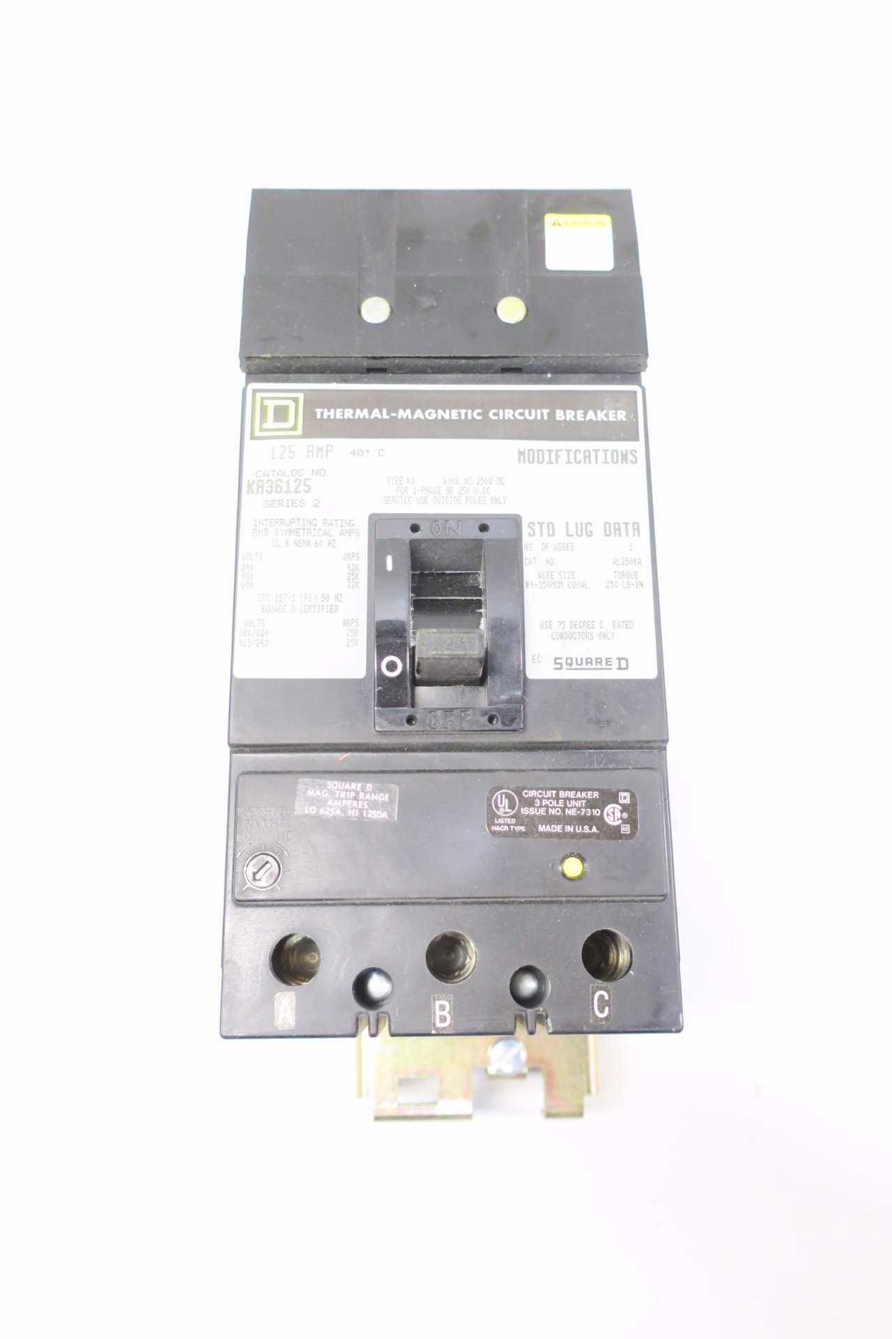 SQUARE D KA36125 125A CIRCUIT BREAKER - CIRCUIT BREAKERS