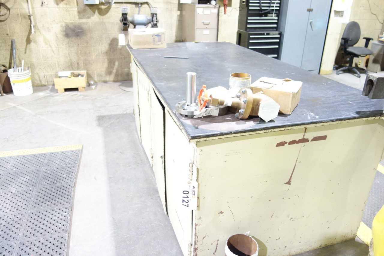 Steel work table 4'x8' without contents or bench vise - PLANT & FACILITY
