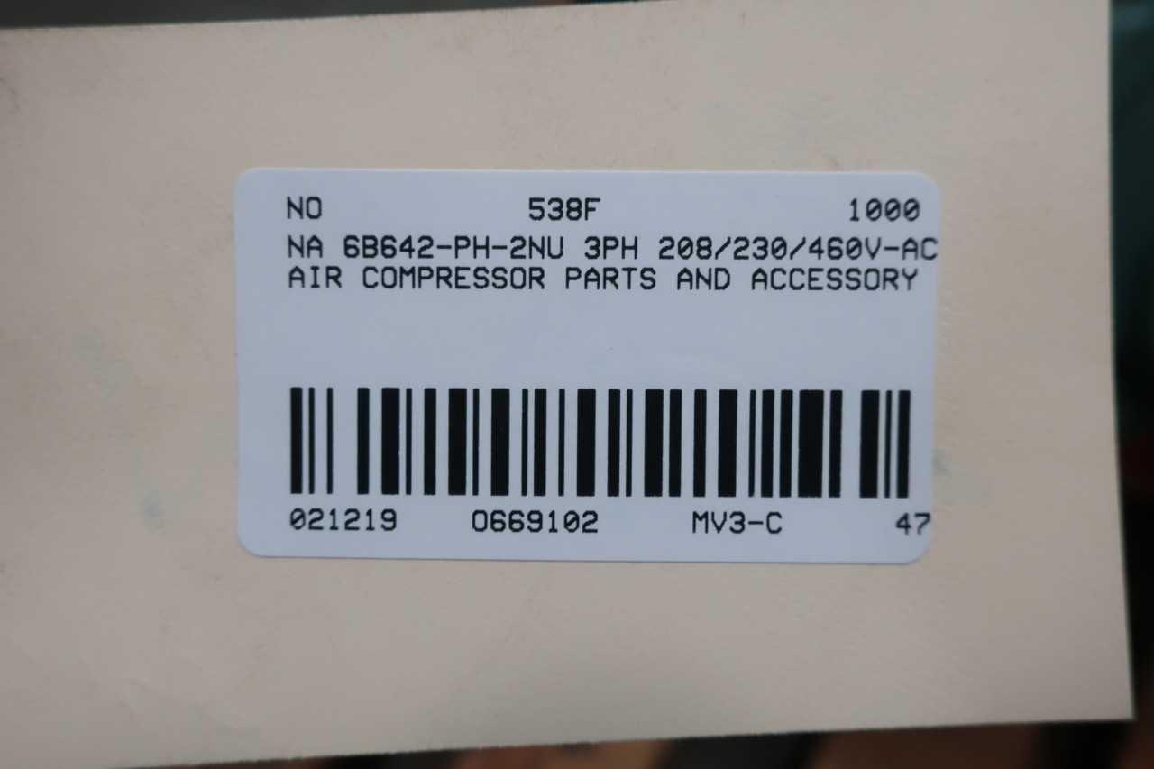KREUTER 6B642-PH-2NU MOTOR ASSEMBLY 3PH 208/230/460V-AC AIR COMPRESSOR PARTS AND ACCESSORY - ELECTRIC MOTORS