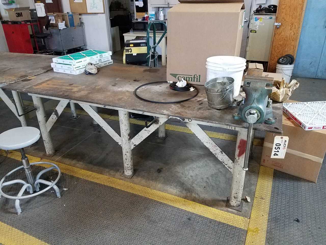 8' x 4' steel work table with Wilton 6" vise - PLANT & FACILITY 8' x 4' steel work table with Wilton 6" vise - PLANT & FACILITY