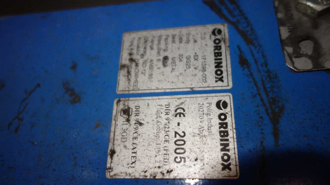 LOT OF 5 ORBINOX IRON 12IN KNIFE GATE VALVES - KNIFE GATE VALVE
