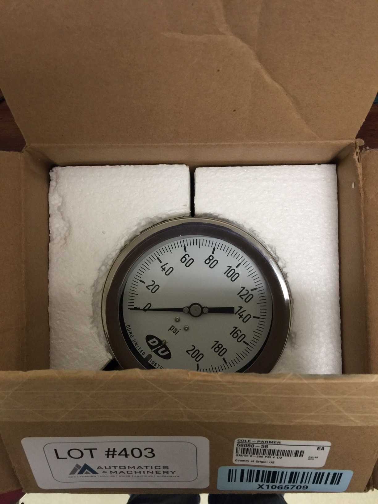 Duro Instruments Air Gauge with Calibration Certificate - INSTRUMENTATION Duro Instruments Air Gauge with Calibration Certificate - INSTRUMENTATION