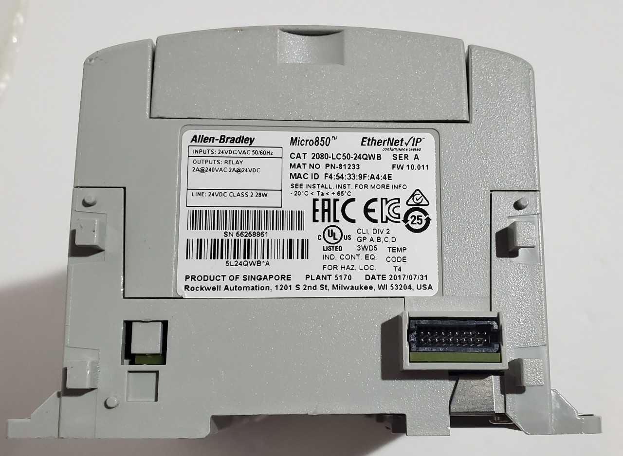 Allen Bradley Micro 850  2080-LC50-24QWB PLC - AUTOMATION & CONTROLS