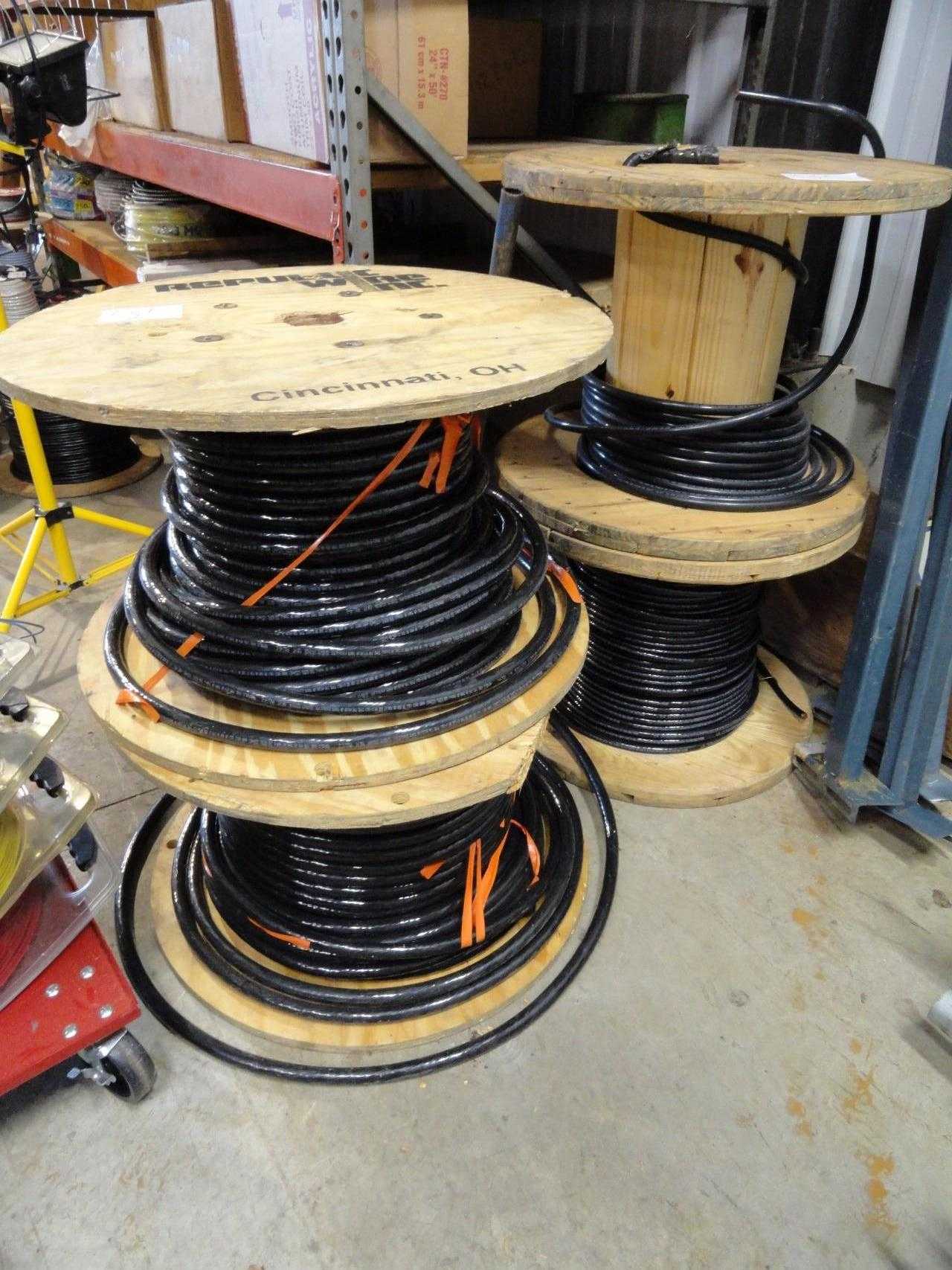 4 partial spools of 600w Electric Cable - ELECTRICAL COMPONENTS