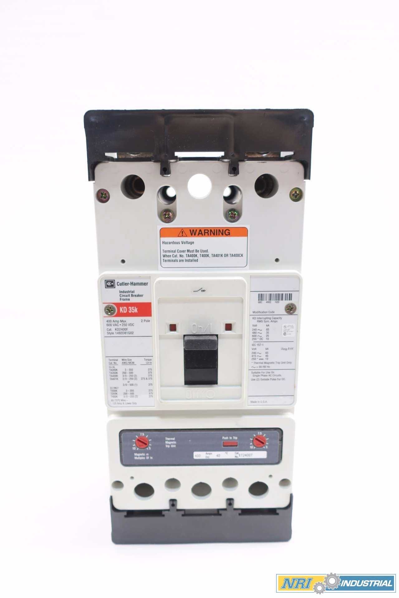 CUTLER HAMMER KD2400 400 AMP CIRCUIT BREAKER - MISCELLANEOUS CUTLER HAMMER KD2400 400 AMP CIRCUIT BREAKER - MISCELLANEOUS