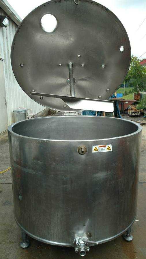 250 Gal Mix Tank Cooking Steam Kettle Floor Standing Stainless Steel - PROCESS EQUIPMENT