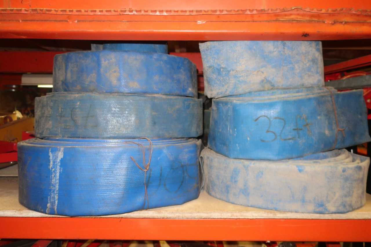 CONTENTS OF SHELF SECTION, ASSORTED WATER HOSES - ELECTRIC POWER TOOLS