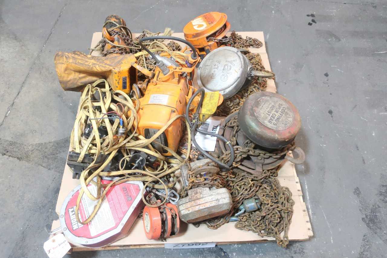 1 PALLET OF ASSORTED HOISTS - HARRINGTON, YALE, SPERIAN - LIFTING EQUIPMENT