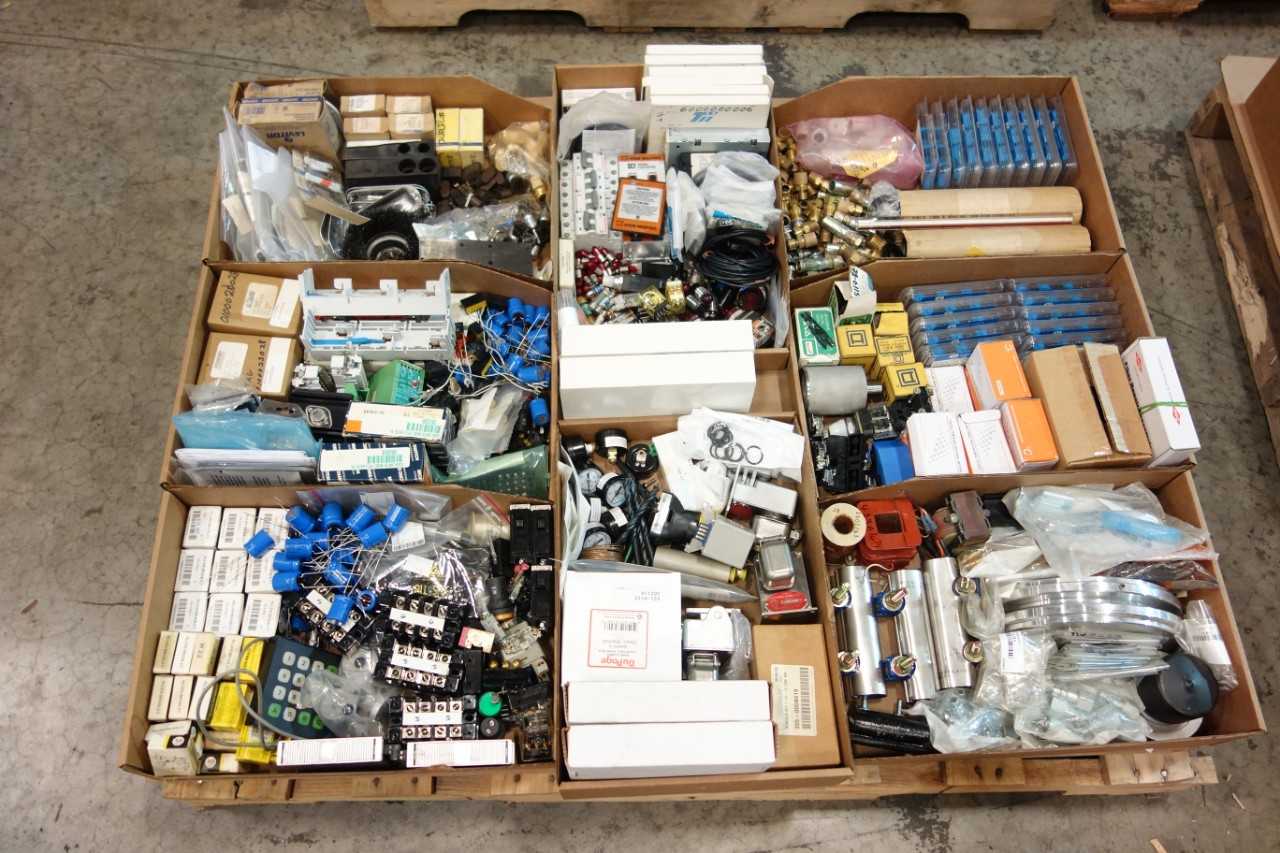 4 PALLETS OF ASSORTED MISCELLANEOUS INDUSTRIAL SURPLUS - ELECTRICAL COMPONENTS