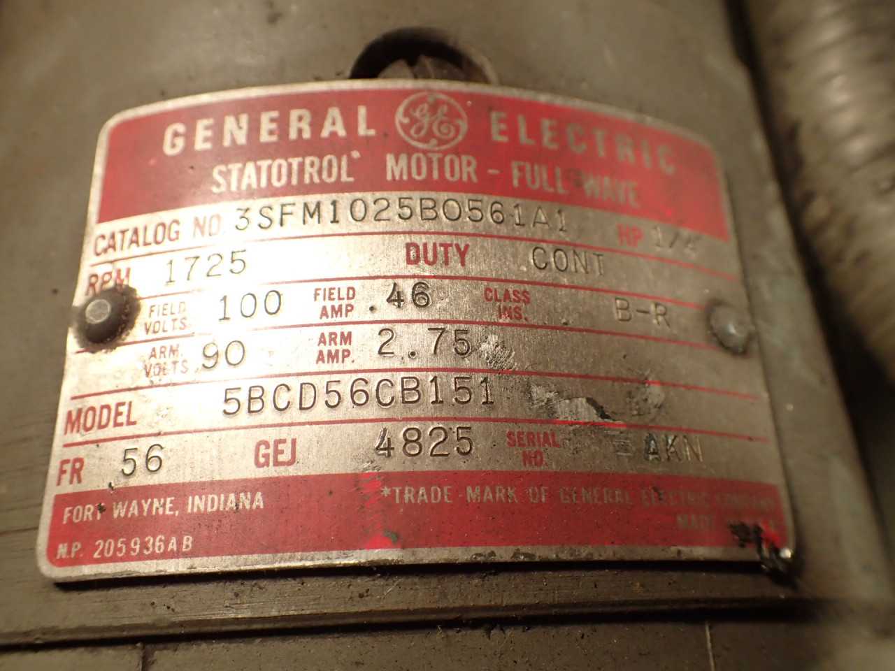 GE 1/4-HP 1725-RPM 90V DC Electric Motor: Frame 56, 5/8" Shaft, 3SFM1025BO561A1 - ELECTRIC MOTORS