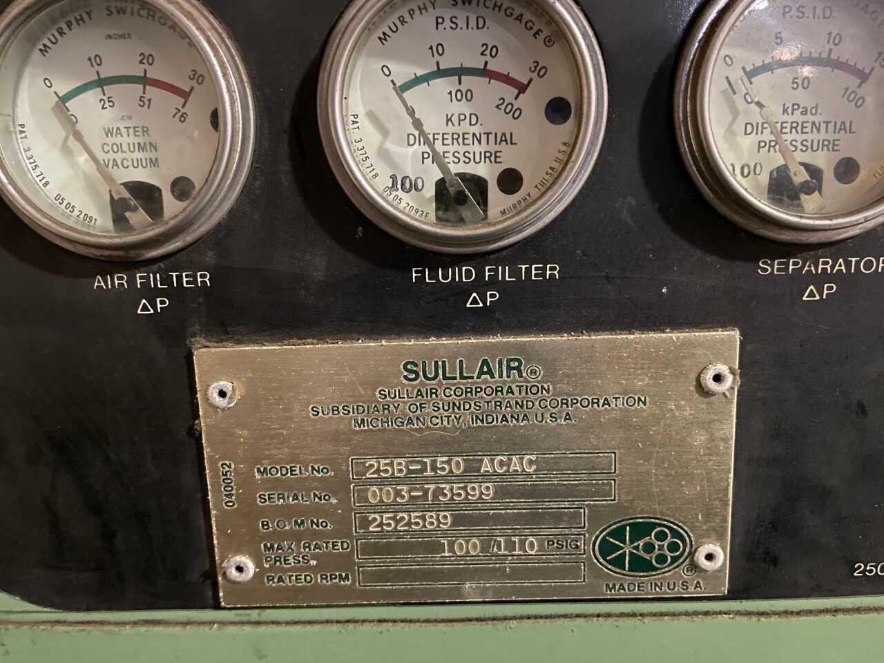 Sullair Compressor 150HP - AIR COMPRESSORS
