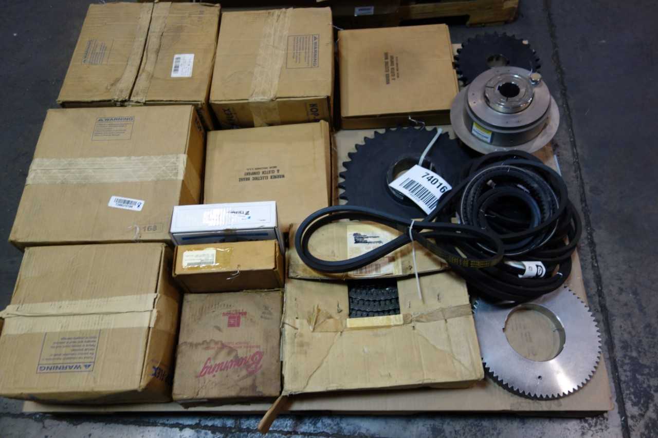 2 PALLETS OF BEARINGS, GEAR REDUCER, CLUTCH, CHAIN SPROCKET, COUPLINGS- MARTIN, SKF, - GEAR REDUCERS
