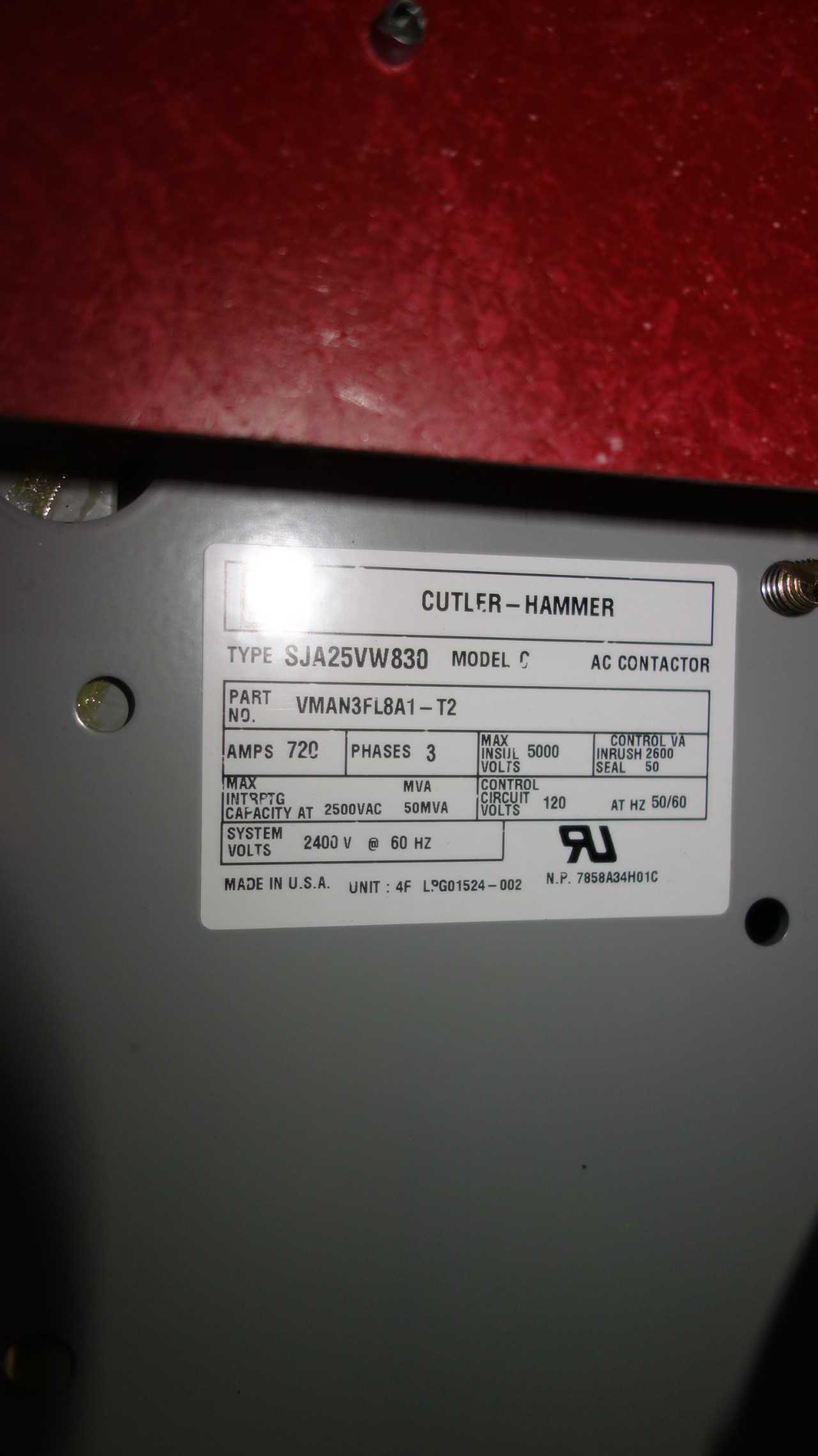 LOT OF 4 EATON SJA 720A 5KV-AC VACUUM AC CONTACTORS - CONTACTORS