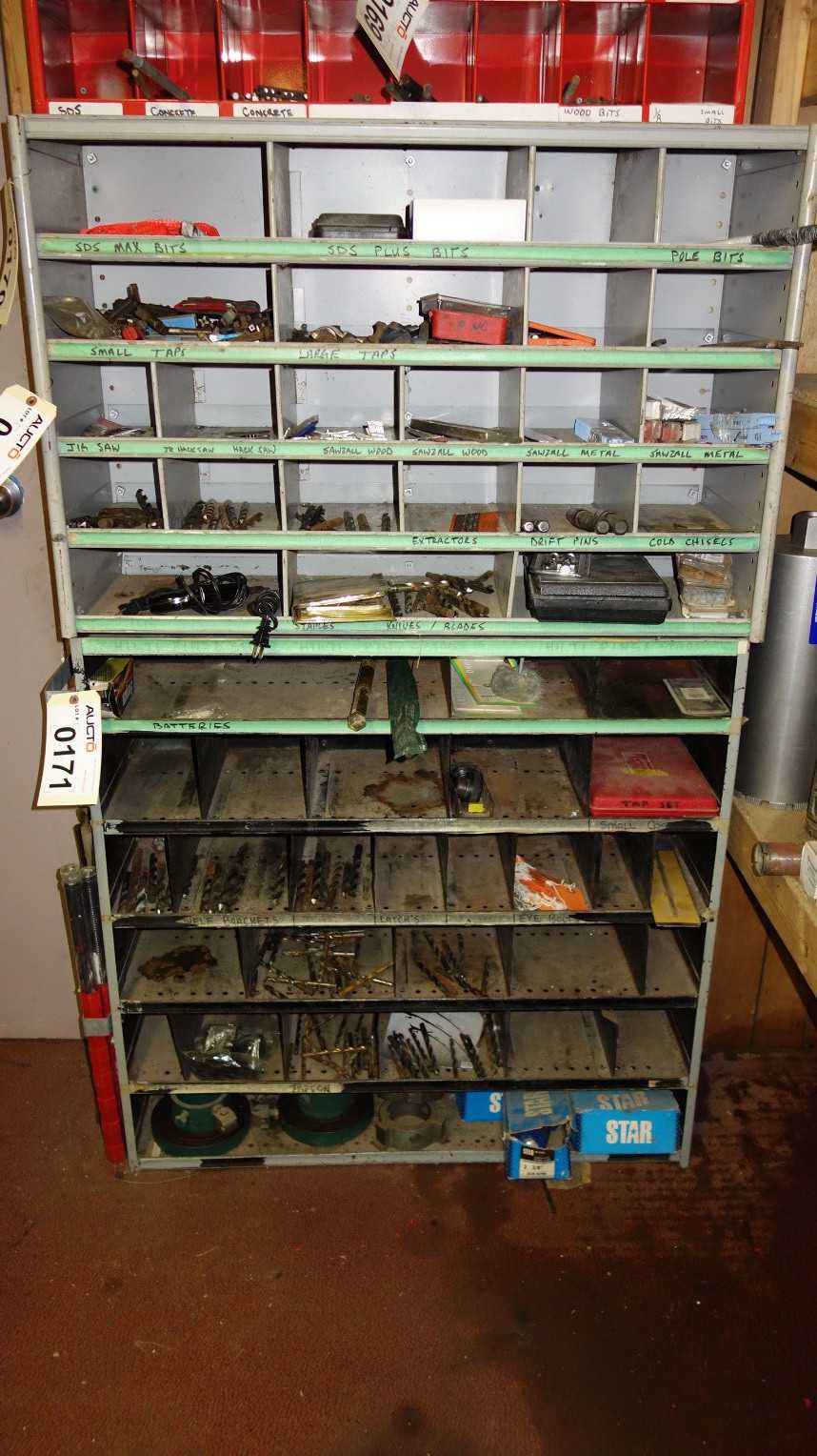 LOT OF 2 GRAY PIGEON HOLE CABINET (CABINET ONLY) - TOOL STORAGE