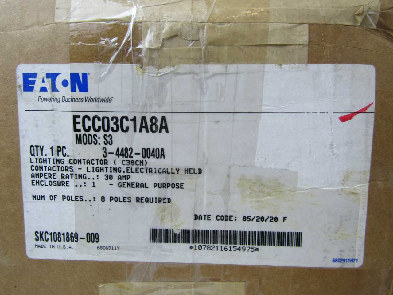 Lot of 1x ECC03C1A8A Contactor - CONTACTORS