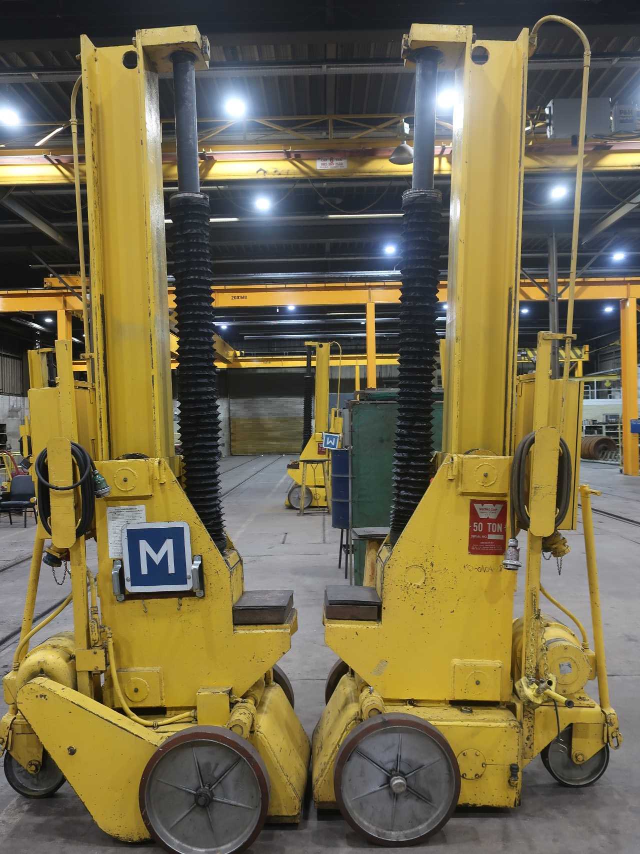 Lot of 2 50 ton portable rail jacks, 5'7" lift, 230/460V-AC - ELECTRIC MOTORS