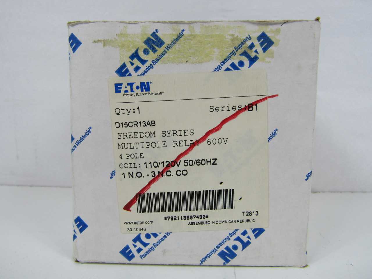 Quantity 1 of Eaton D15CR13AB Relay 4P 60A 600V - AUTOMATION & CONTROLS