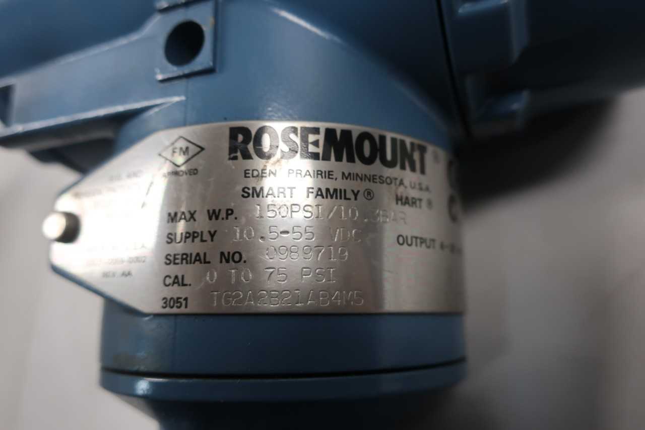 ROSEMOUNT 3051TG2A2B21AB4M5 TRANSMITTER 0-75PSI 10.5-55V - INSTRUMENTATION